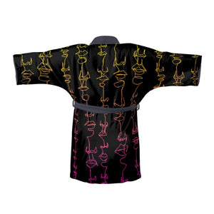 Kimono with Single-Line Repeating Faces