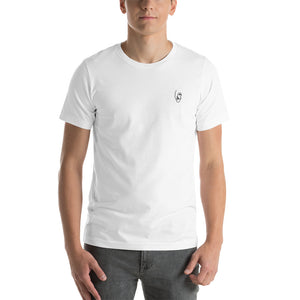 Unisex T-Shirt with Embroidered Black Single-Line Face
