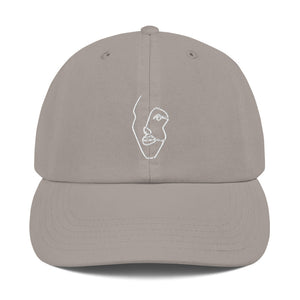 Champion Dad Hat with White Single-Line Drawing