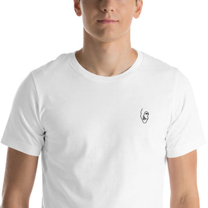 Unisex T-Shirt with Embroidered Black Single-Line Face